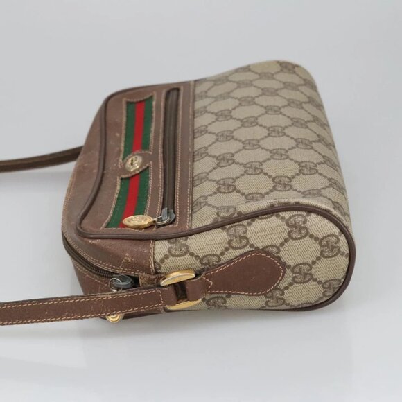 GUCCI GG Supreme Web Sherry Line Shoulder Bag PVC Beige Green Red - Picture 5 of 16